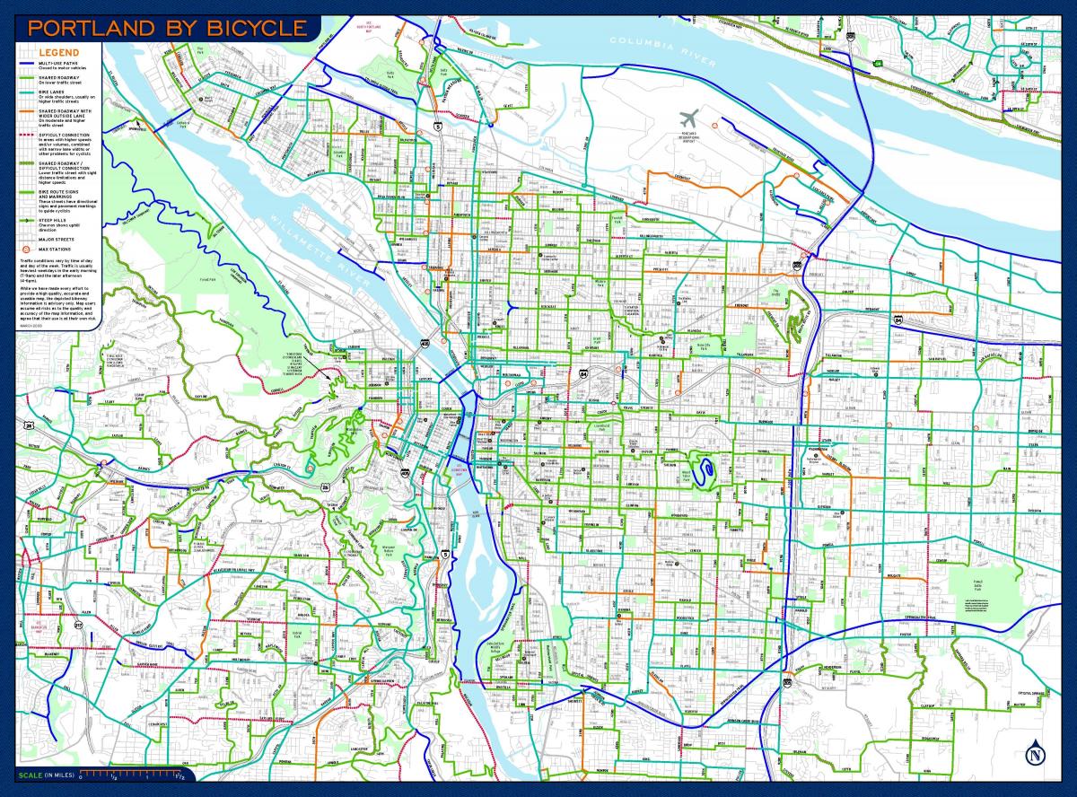 mapa Portland bike