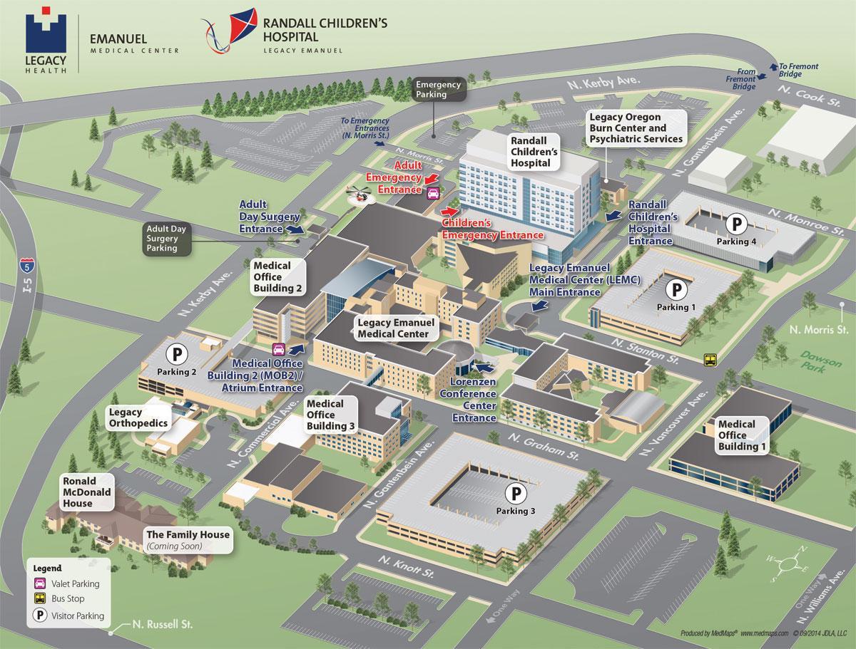 Legacy Emanuel nemocnice mapě