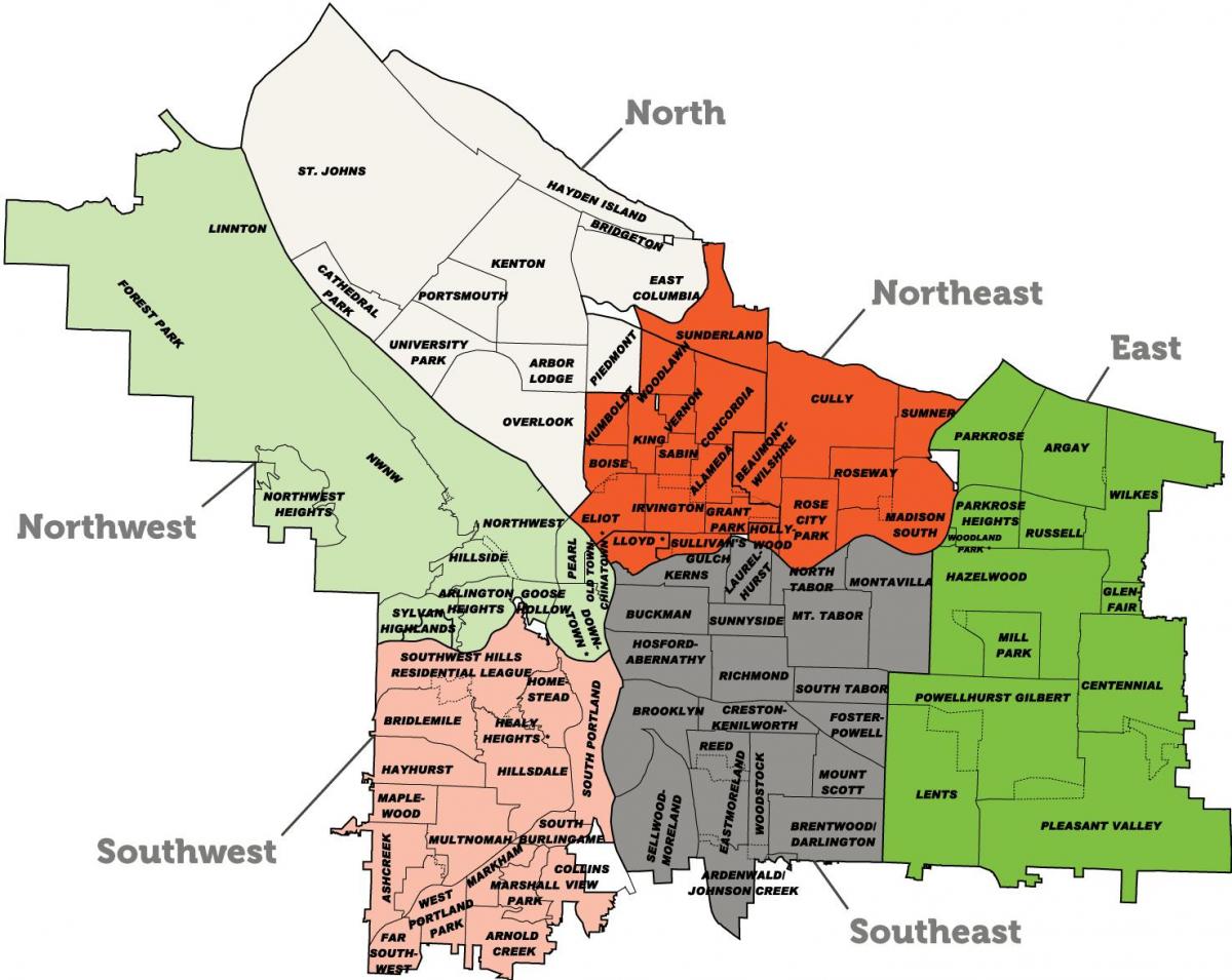 Portland předměstí mapa