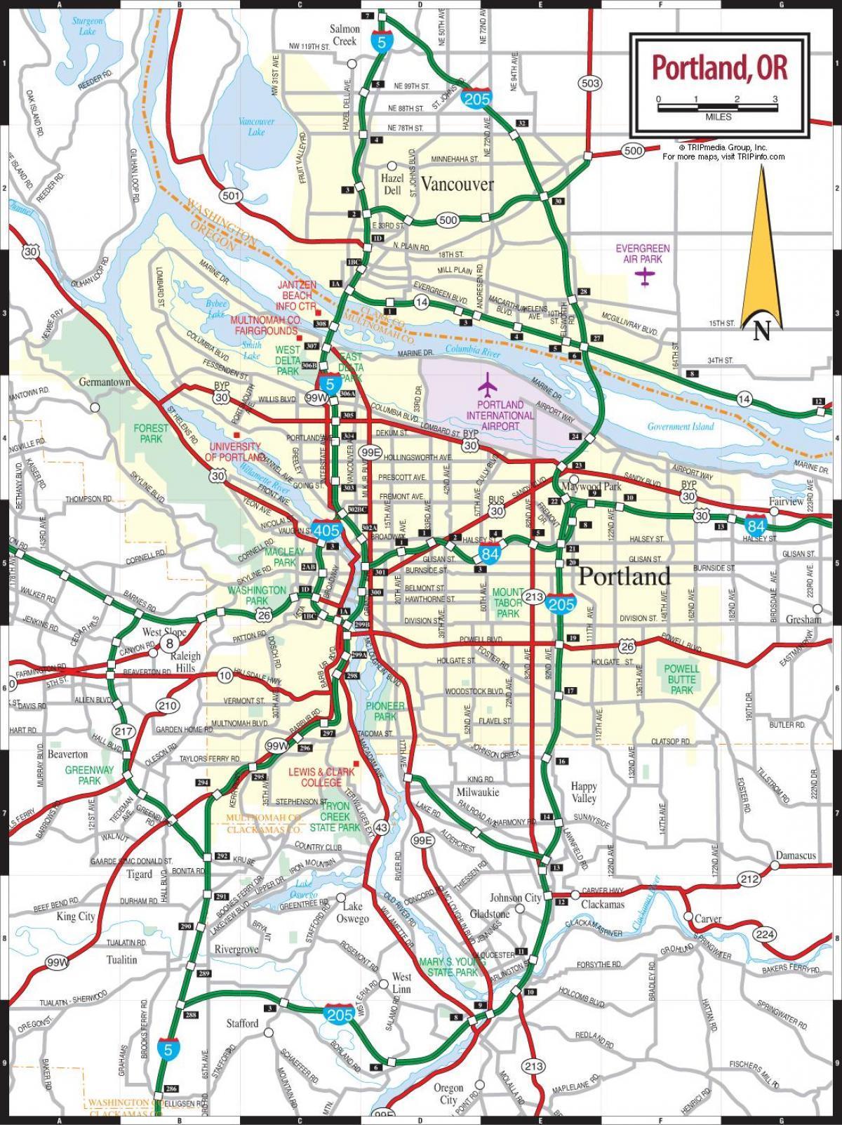 mapa Portland nebo oblasti