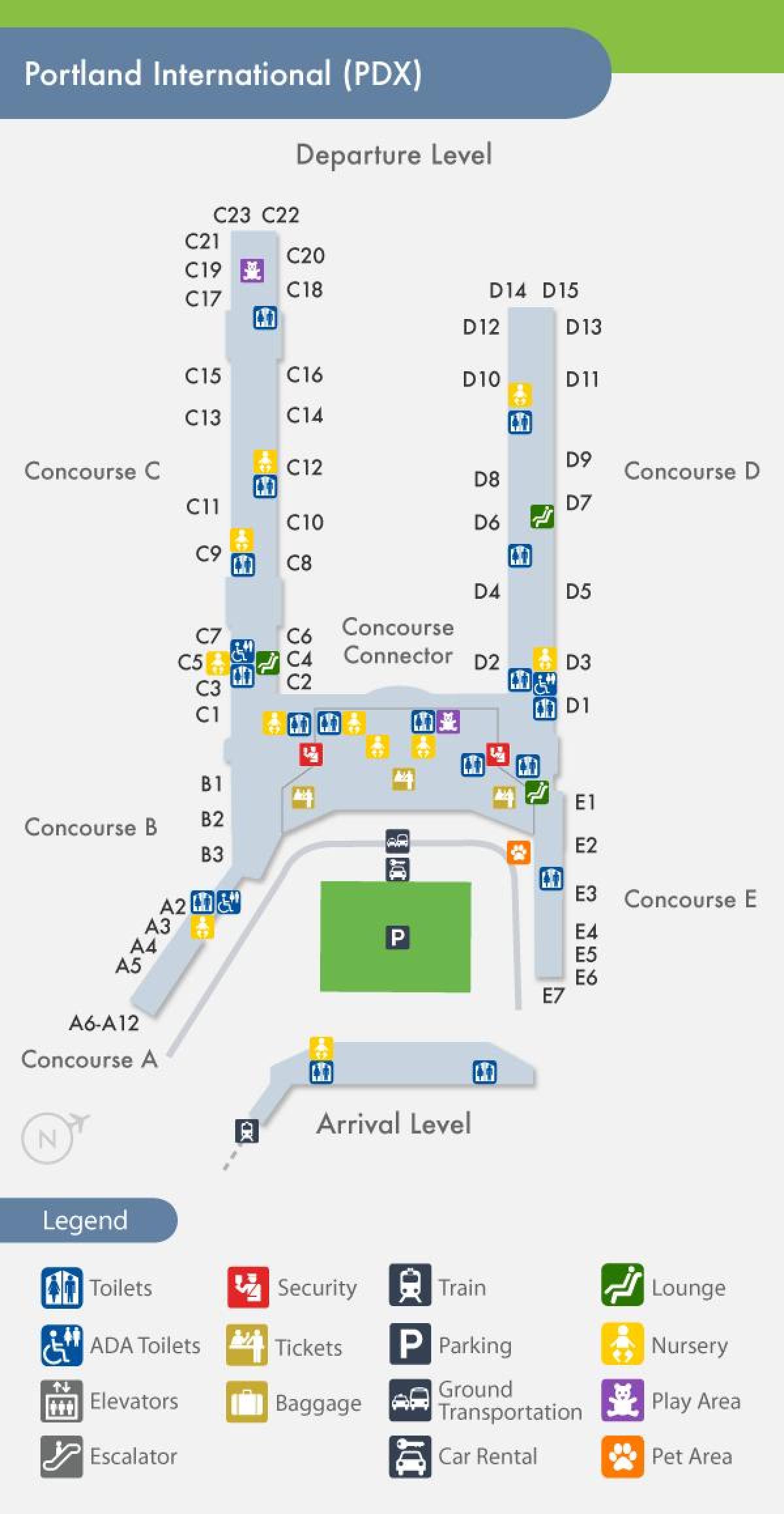 PDX mapa letiště