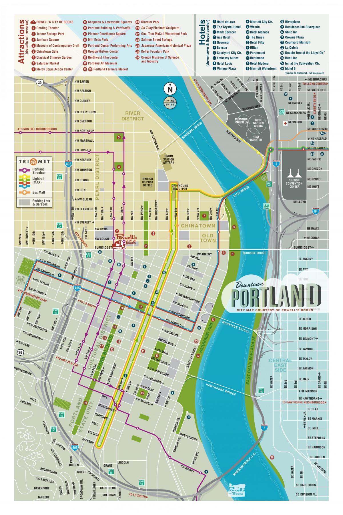 mapa Portland návštěvníky