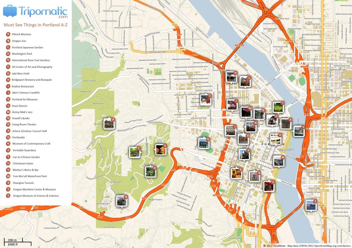 Portland chůze mapě