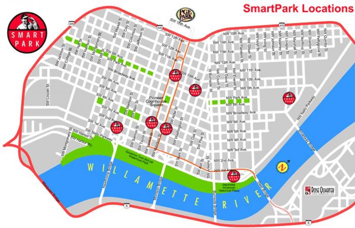 mapa Portland smart park