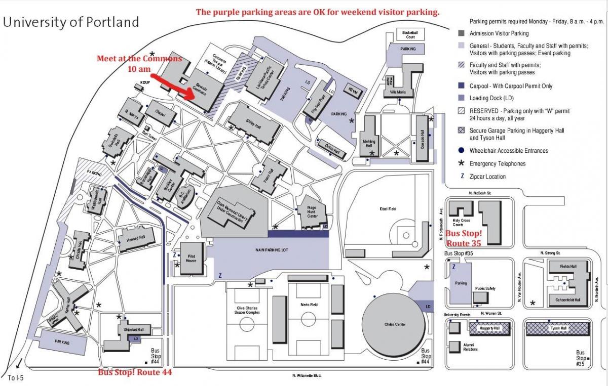 University of Portland mapě