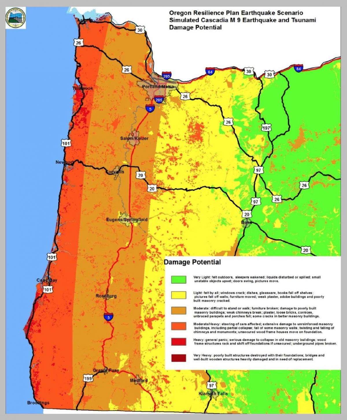 zemětřesení mapa Portland