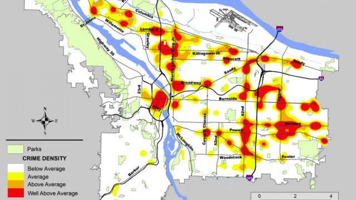 Portland zločin mapě