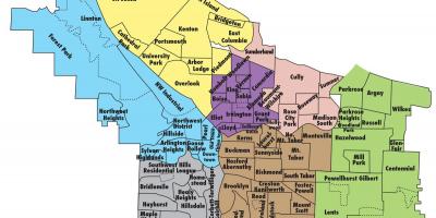 Mapa Portland čtvrtí