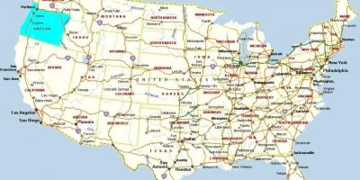 Portland Oregon na mapě z spojené státy